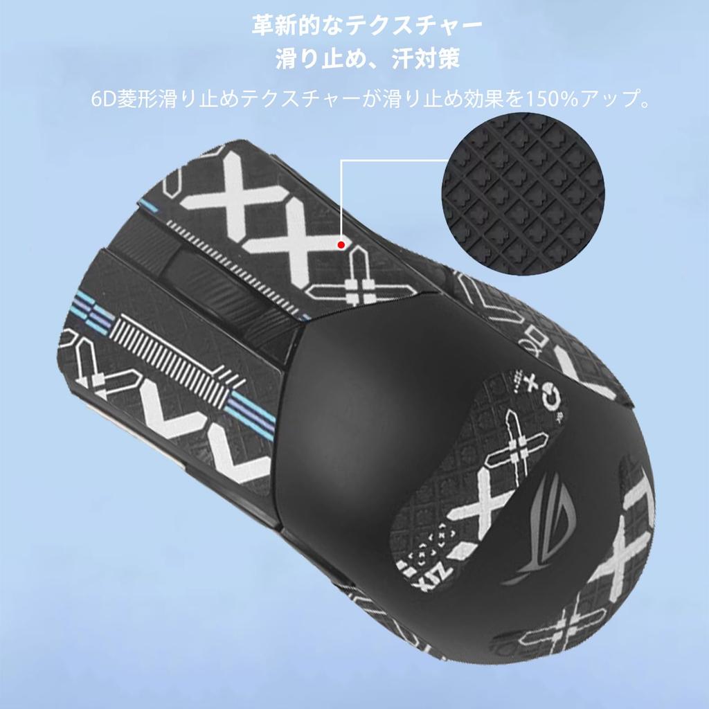 NOUKAJU Mouse Grip Tape for ASUS ROG Gladius III Wireless Gaming Mouse, Ultra-Thin, Highly Absorbent, Anti-Slip Tape (Black)