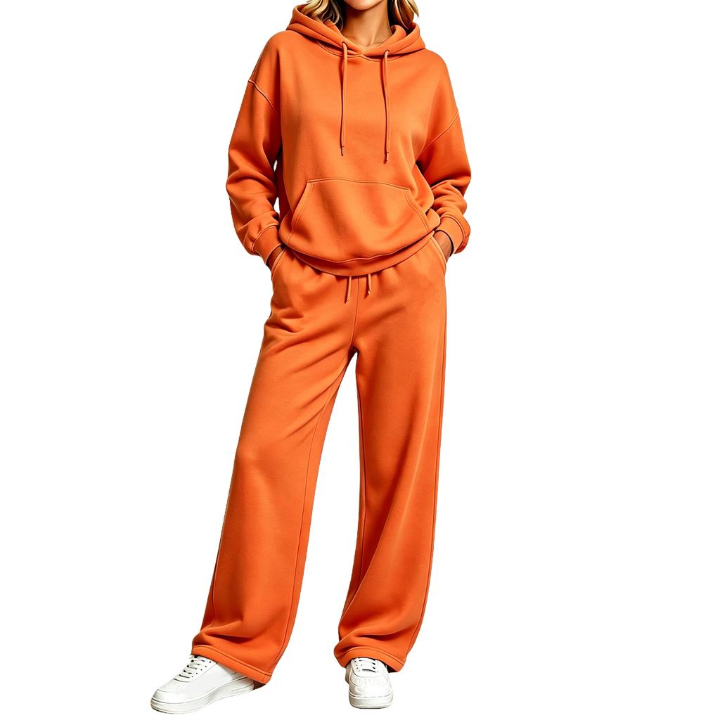 Women's 2 Piece Lined Hoodie and Wide Leg Pants Set Casual Tracksuit for Fall Winter