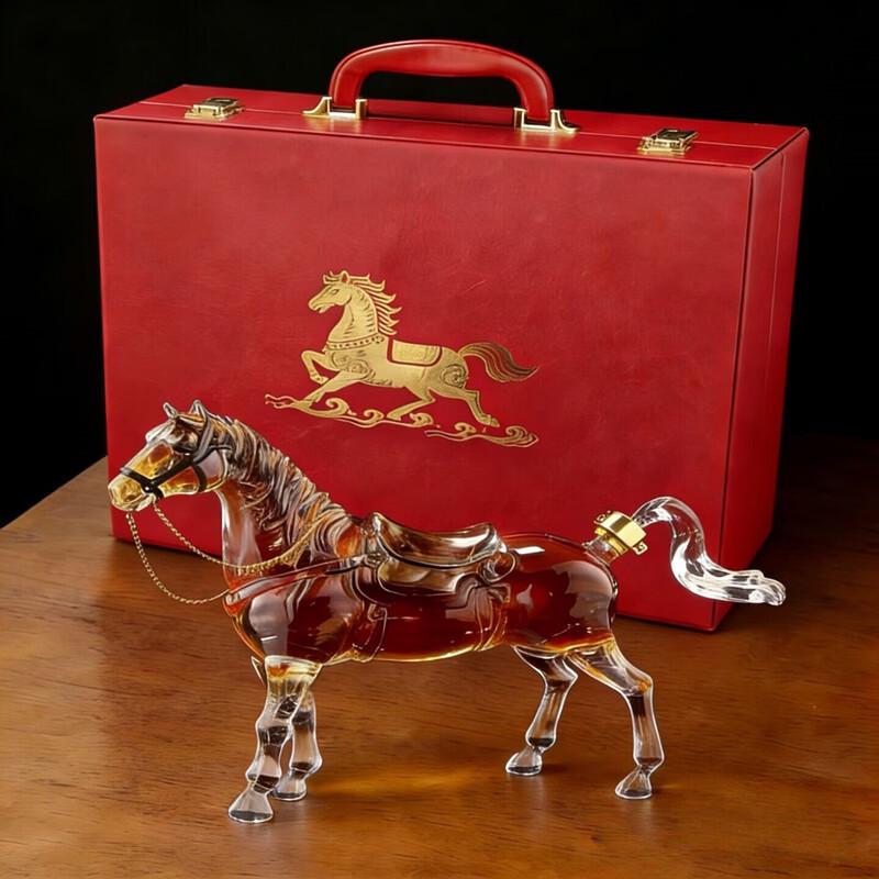 2026 Horse-Shaped Glass Wine Bottle with Gift Box