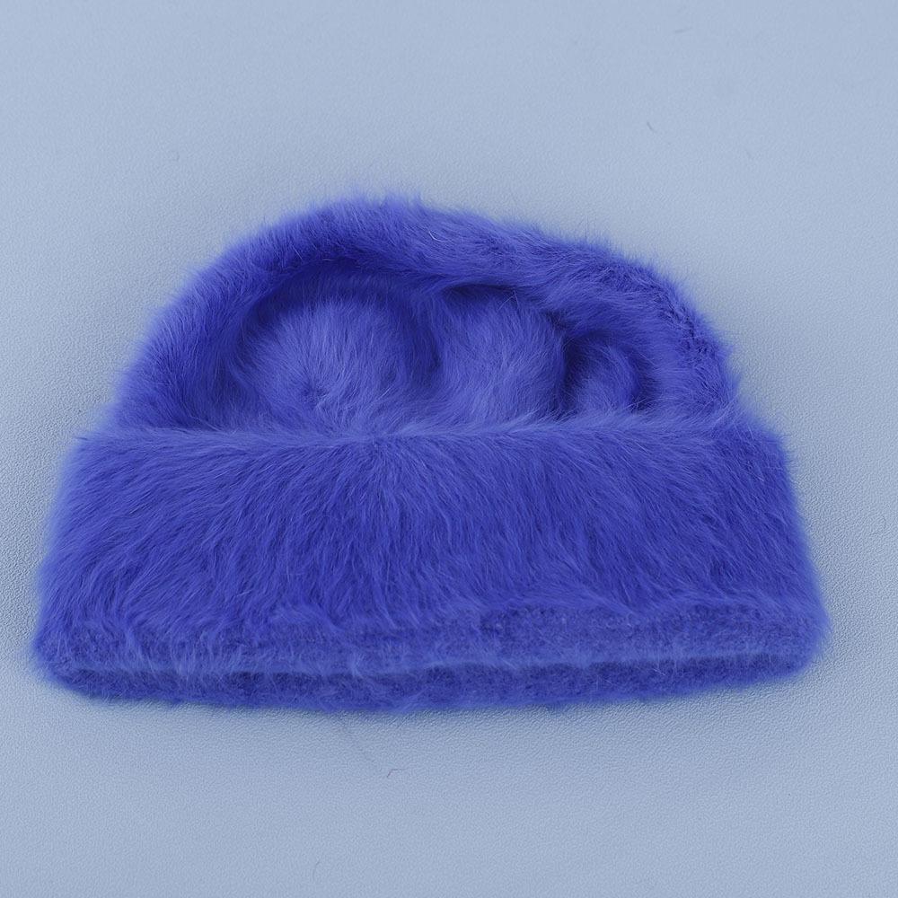 Rabbit hair Beanies hat for women autumn and winter plush cute head cap cold resistant warm furry hat