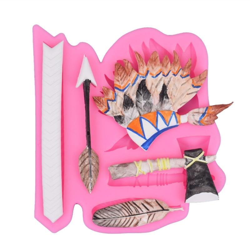 Arrow Feather Indian Headdress Shaped Silicone Mold Fondant Chocolate Mould DIY Cake Dessert Mould Baking DIY Supplies