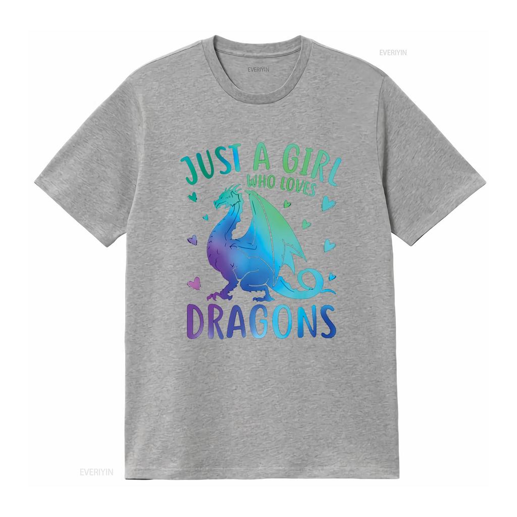 Cute Just A Girl Who Loves Dragons Women and Girls T Shirt vintage Washed fashion graphic Slightly Casual Stylish Versatile