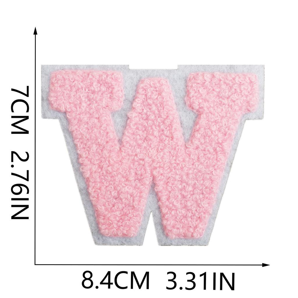7Cm White Background Pink Character Embroidery Cloth Sticker English Towel Embroidery Letter Computer Embroidery Chapter Boy Embroidery Post
