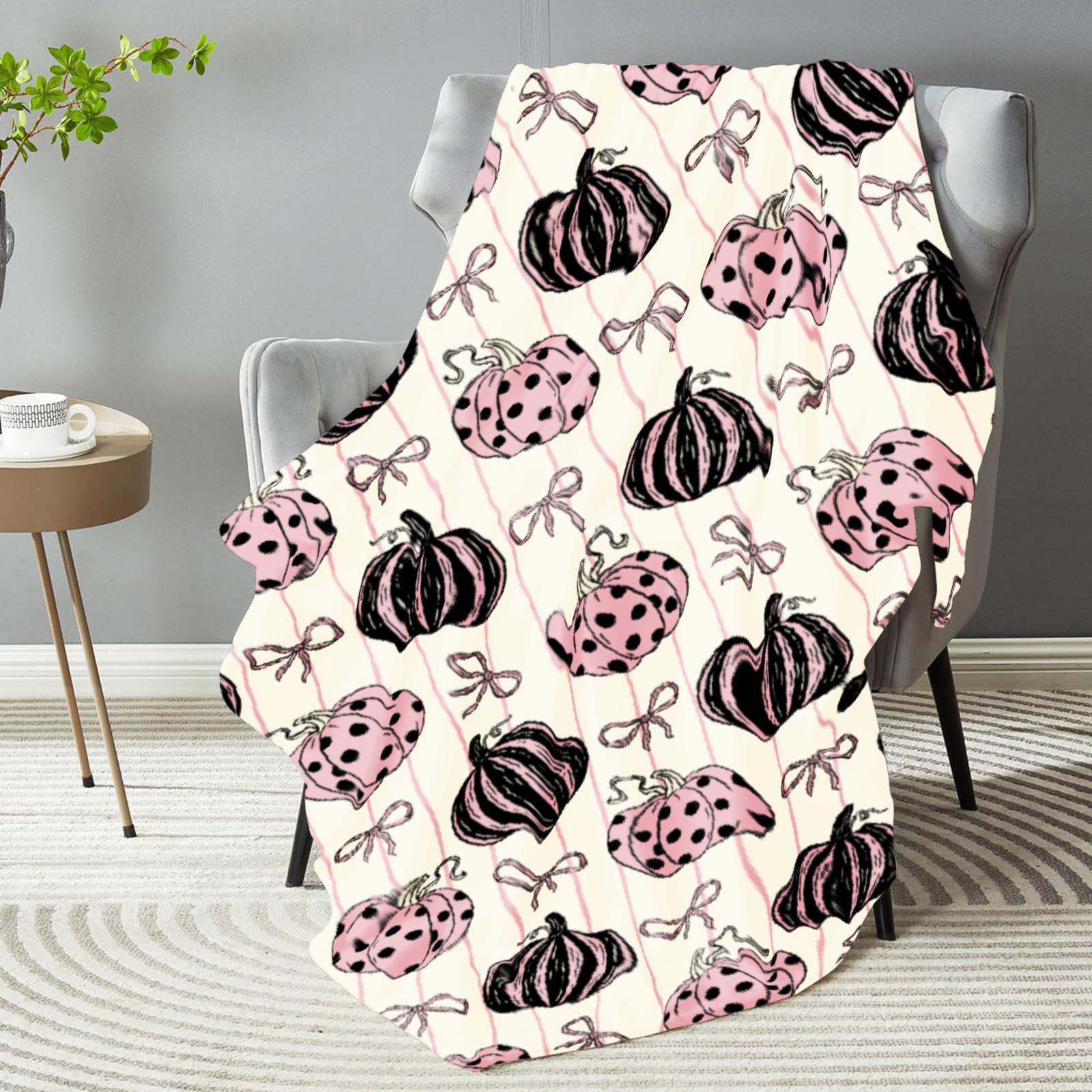 Black Blanket Happy Halloween Pumpkin 3D Printed Soft Flannel Blanket for Home Living Room Bedroom Halloween Decor Birthday Gift 75x90cm
