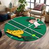 "Tennis Match: Cat Vs Player" Print Round Rug, Living Room, Bedroom, Playroom Carpet, Non Slip Floor Mat, Gift