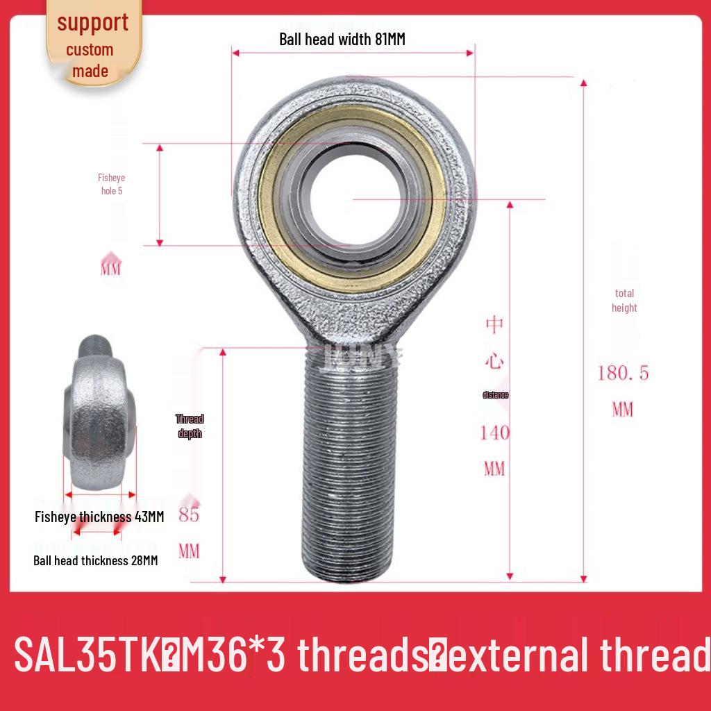 Spherical Plain Bearings: Universal Joint Ball Joint Rod End, Internal SI, External SA, Sizes 5-40