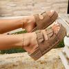 Summer new wind round head large size rivet women's one-character buckle with muffin thick bottom women's slippers