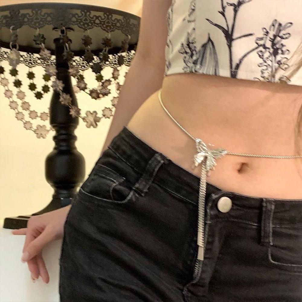lady's pull-out necklace with a metal butterfly is a fashionable and unique long-chain clothing accessory