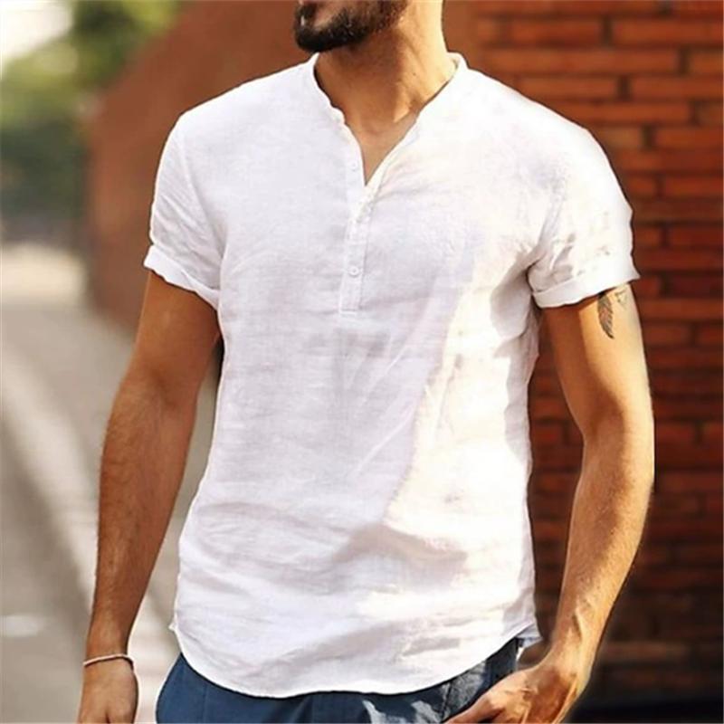 Summer Men s Short Sleeve T-shirt Cotton Casual Men Tshirts Solid Color Cozy Breathable Tees S
