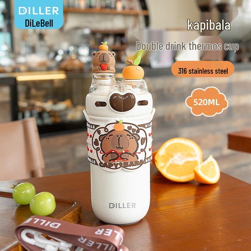 Diller Capybara 520ML Dual-Drink Insulated Water Bottle