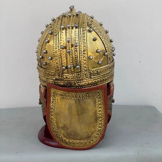 Medieval Knight Brass Cavalry Helmet  Roman Deurne Inspired Vendel Style Cosplay Armor
