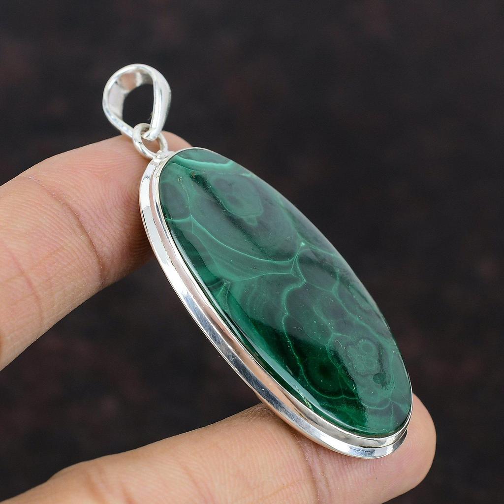 Malachite Pendant Natural Real Gemstone Pendant Handmade Amazing Jewelry 925 Sterling Silver Pendant Gift For Mom Awesome Malachite Jewelry