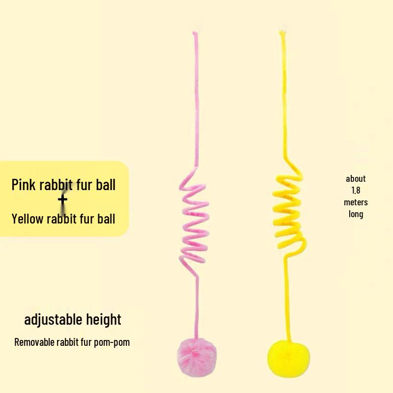 Cat Teasing Stick with Elastic Plush Ball - Self-Entertainment Toy for Kittens