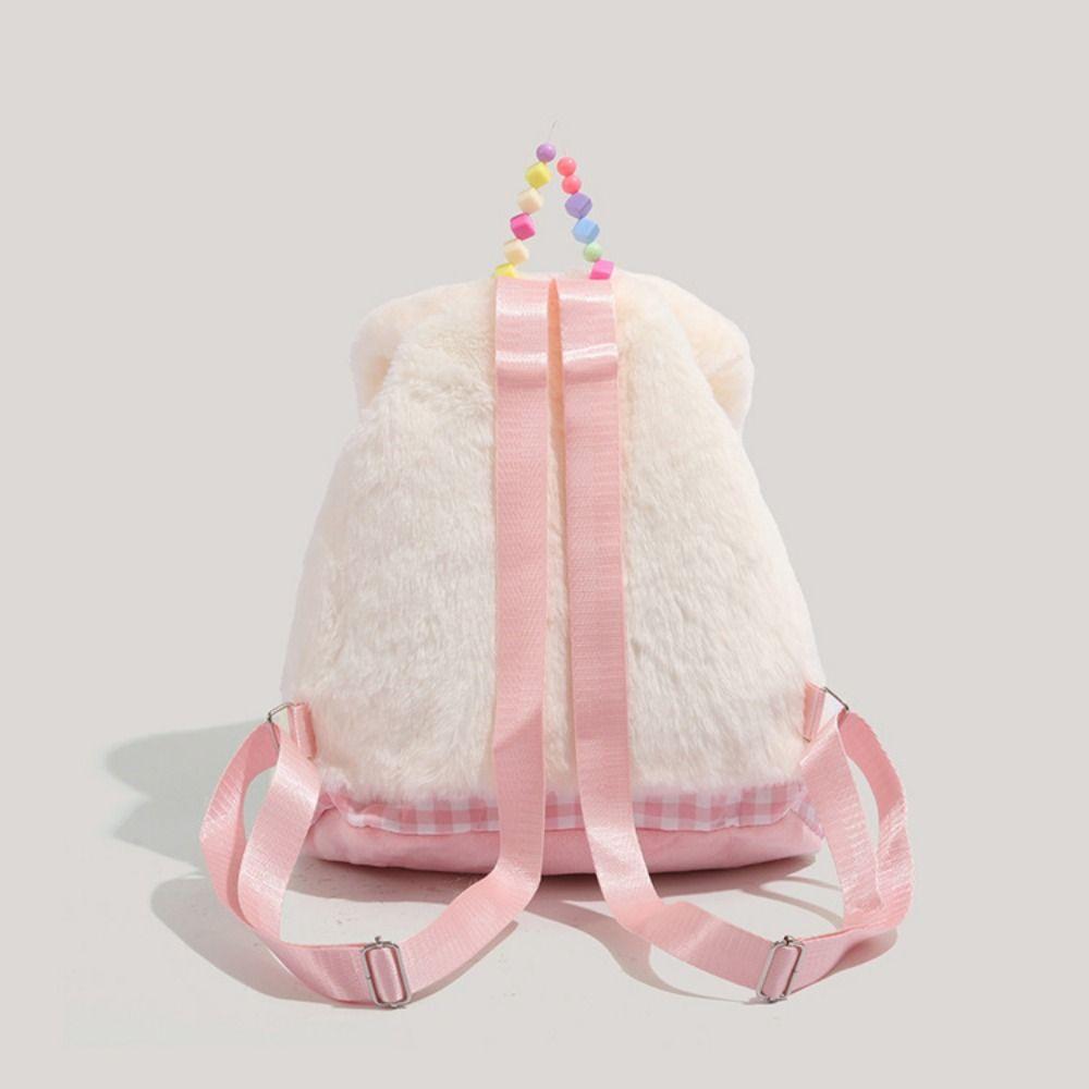 Adjustable Shoulder Strap Cake Plush Backpack Large Capacity Cartoon School Bag  Female Lady Girl