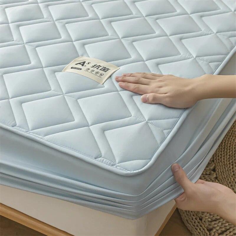 Thicken Mattress Cover Cotton Quilted Bed Cover Anti-bacterial Mattress Protector Topper Pad Soft Fitted Sheets Thick Bed Linens