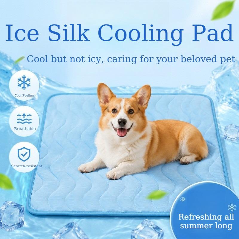 Ice Silk Pets Cooling Mat Summer Cool Dogs Cats Sleeping Pad Breathable Anti-slip Puppy Cushion for Floor Cage Sofa Car Travel