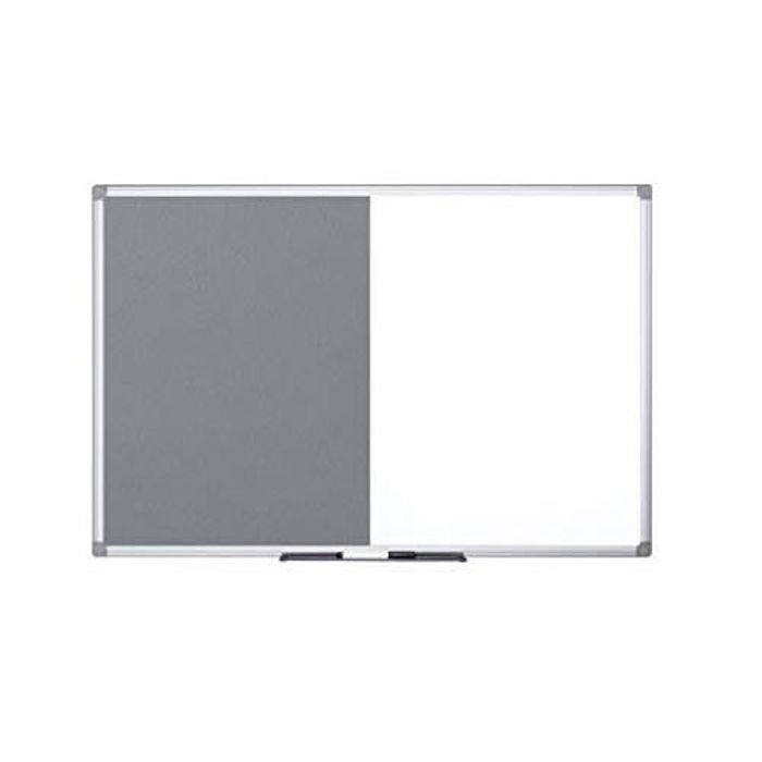 Tableau mixte en feutre magnétique 900 x 600 mm Gris - BI-OFFICE