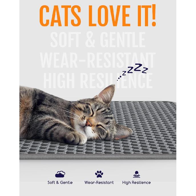 Cat Litter Mat - 23.2" x 14.6" Small Litter Box Mat with Double Layers, Urine-Proof and Non-Slip Litter Trapping Mat, Easy to Clean Kitty Litter Mats