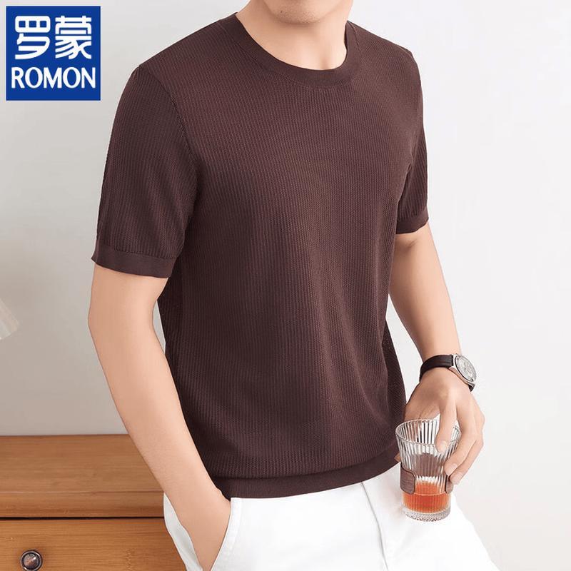 ROMON Men s Lyocell Blend Knitted Short-Sleeve T-Shirt XL