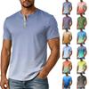 Men's Short Sleeve Henley Shirt Casual Button Up Top Lightweight Breathable Cotton Blend Summer Tee