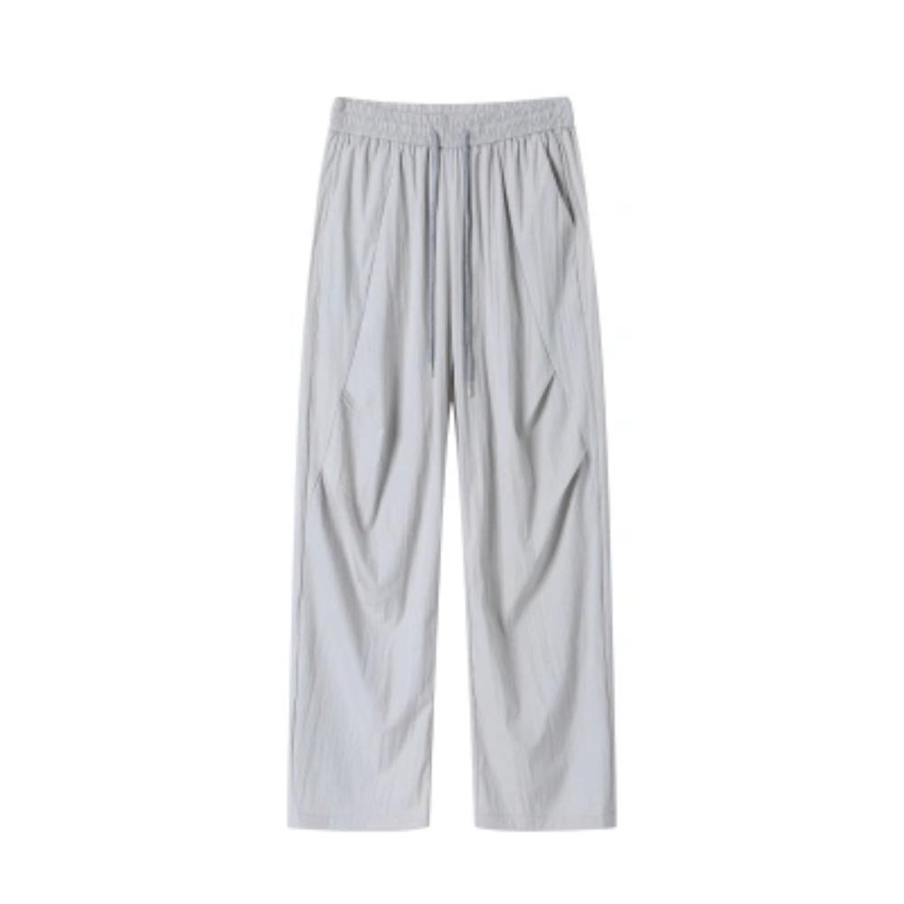 

Мужская одежда в стиле преппи Весна Осень Однотонные карманы с эластичной высокой талией Повседневные свободные брюки Укороченные брюки S серый