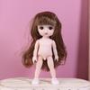 1 Set Nude Doll 3D Simulation Eyes 13 Joint Black Long Hair 1/8 17Cm Doll Plastic Doll Head Toys With Gold Brown Hair Kids Gift