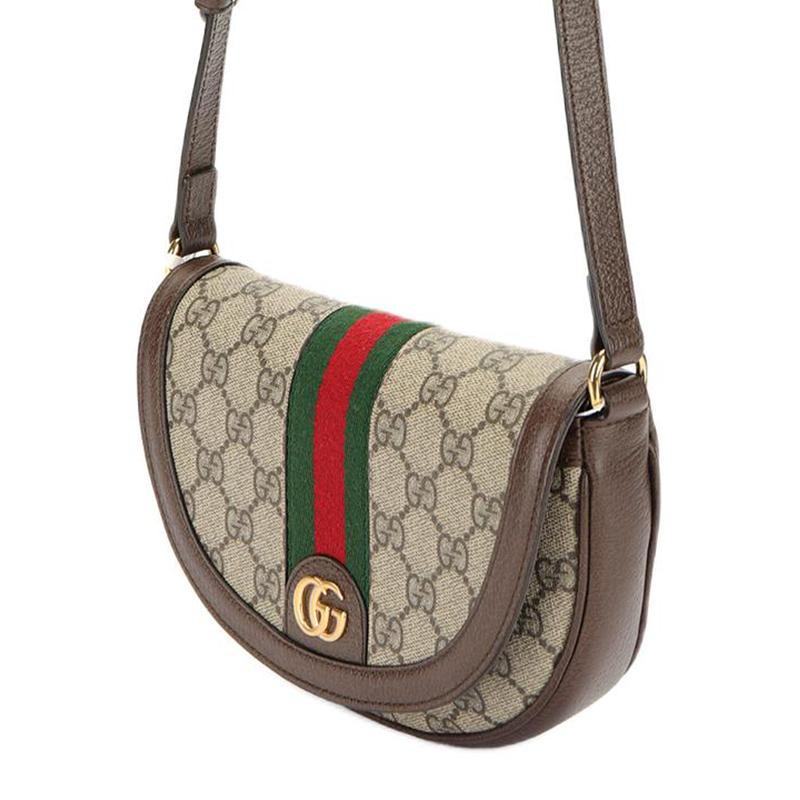 Gucci Ophidia Distressed Double G Logo Old Flower All Over Print Canvas and Leather Shoulder Crossbody Bag Mini Women's Brown