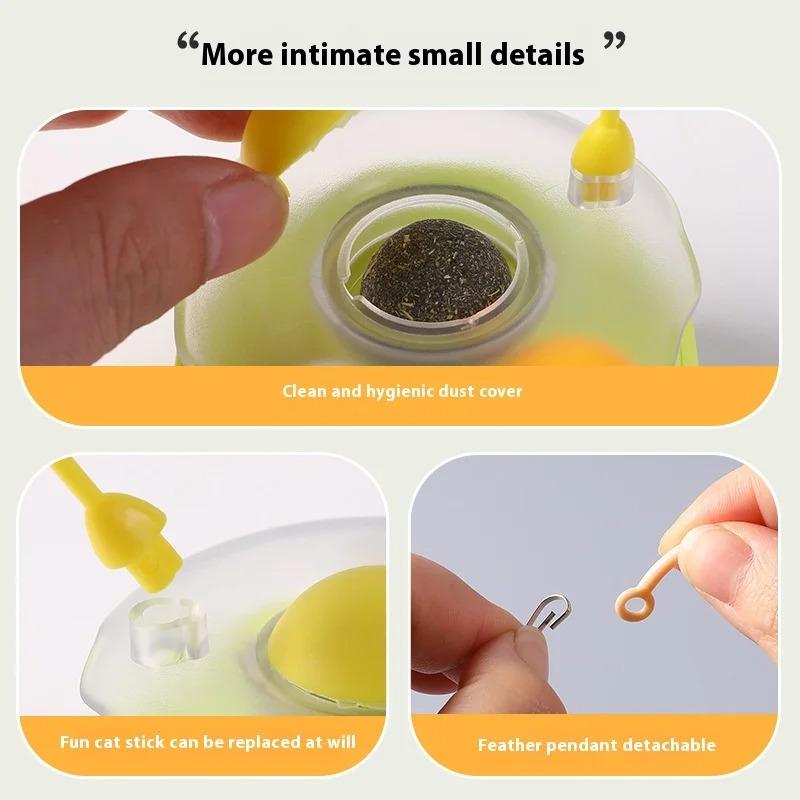 Tumbler Cat Toy Removable Stick Feather Scratching Ball Anti-Bite Turntable Interactive Toy For Small Cats, Kitten Interesting Pet Supplies
