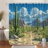 1pc Desert Landscape Saguaro Cacti Shower Curtain - Southwest Bathroom Decor with Rocky Terrain & Blue Sky Digital Art, Durable