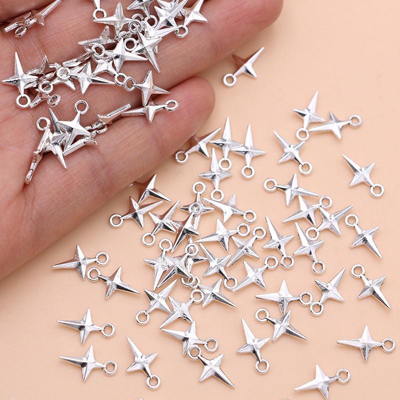 30Pcs Silvery Small Star Charms Polestar Pendants For Jewelry Making Diy Necklace Bracelet Earrings Key Chain Accessories