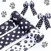 2.5inch Paw Print Wire Ribbon,Dog Ribbon,Polkas Dots Ribbon Wire Edged Ribbon