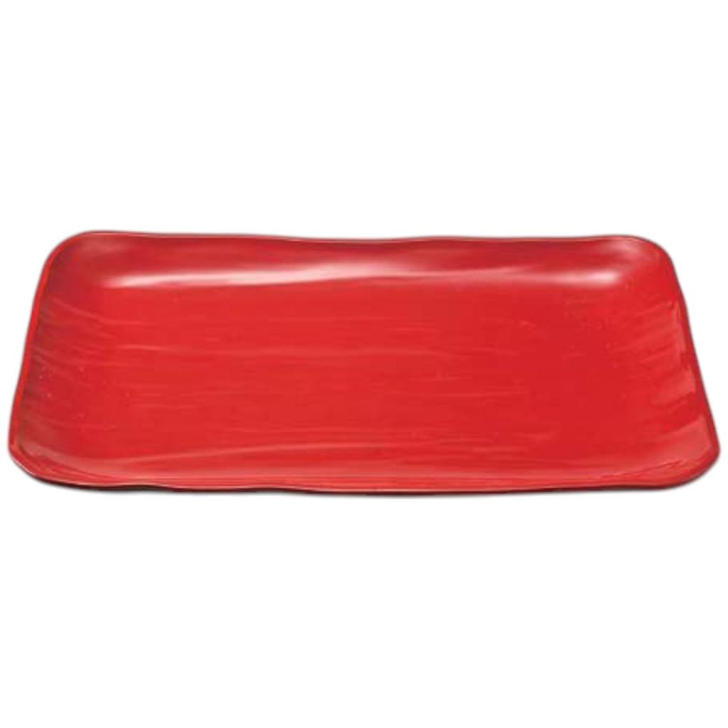 Premium Nigiri Sushi Long Rectangular Daiho Serving Made in Japan J-Kitchens Plate, A-Shaku 0-Inch Plate, Red, Double-Coated, Shatter-Resistant,