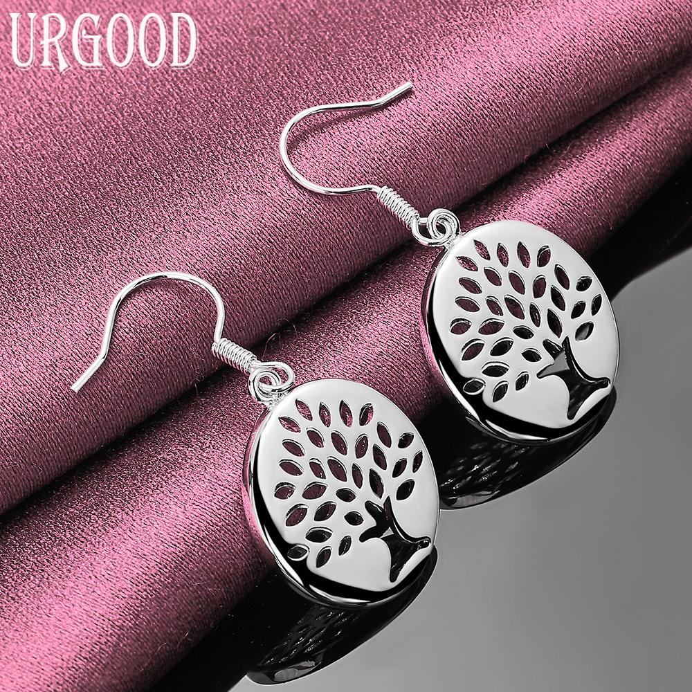 925 Sterling Silver Tree Shaped Pendant Earrings Wedding Jewelry
