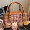 High-value Plaid Bag Women's New Fashion Crossbody Bag Hand-held Bowling Bag