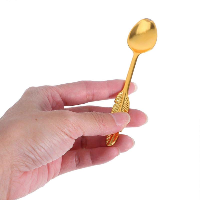 Coffee Spoon with Holder for Mixing 1Set Gold Zinc Alloy Teaspoon