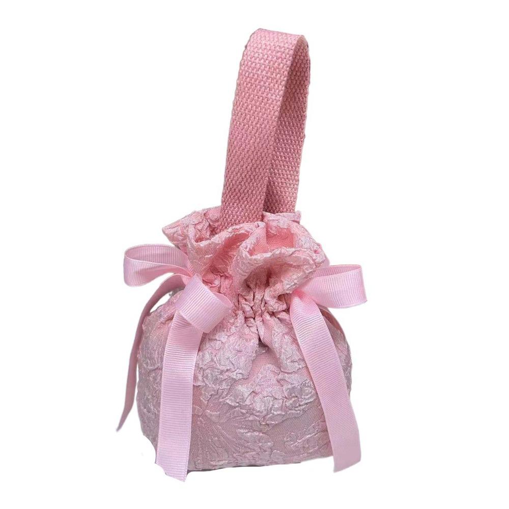 Large Capacity Small Flower Wrist Bag Mesh Flower Festive Sugar Bag Sweet Bowknot Handbag  Wedding