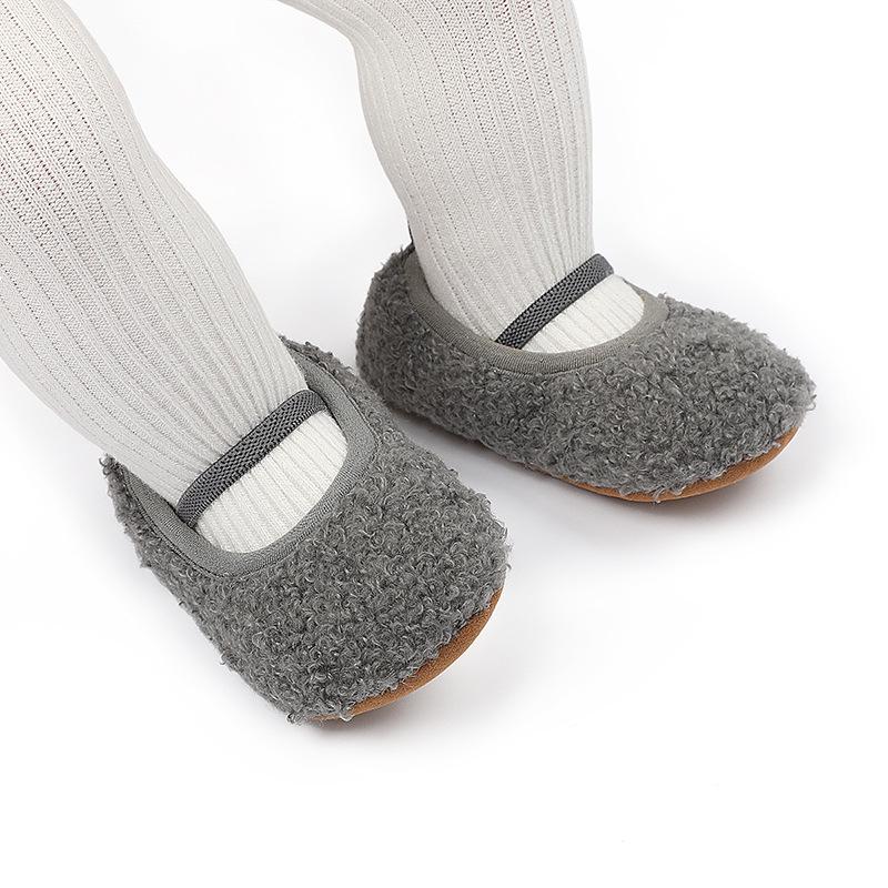 Warm Cotton Furry Baby Walking Shoes for 0-1 Year Olds - Indoor Autumn/Winter Wear