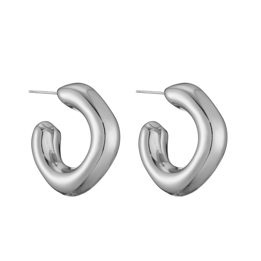 HECHENG,Punk Gold Plated Brass Earrings, Chunky Hoops for Women, Vintage Geometric Ear Buckle