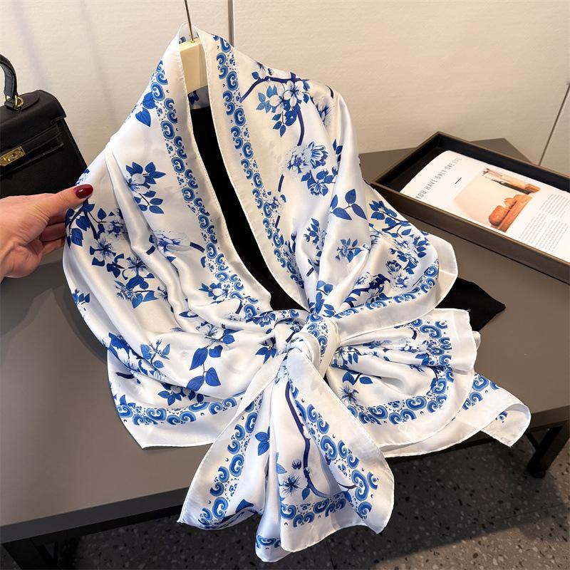 Spring Autumn Luxury Women Printed Thin Sun Protection Scarves Elegant 180*80cm Wraps Hijabs Lady Shawls Female Fashion Bandana