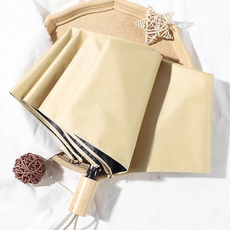 Manual Vinyl Tanning UV Resistant Folding Sun UMBRELLA, Retro Wind Resistant, Waterproof Coating, Sunshine and Rain Women