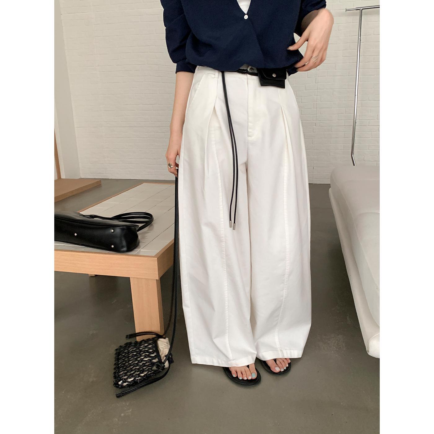 

Classic 2026 Spring Women’s Loose Wide-Leg Balloon Pants with Belt - Thirteen Lines Design Small білий