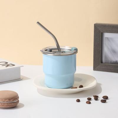MIni 2Oz Vacuum Cup Stainless Steel Coffee Cup With Straw and Lids for Home Dual Drink Coffee Cup Portable Party Mug Straw Mugs