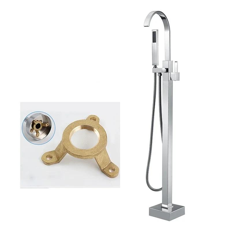 Brass Floor Type Bathtub Faucet Hot and Cold Mixer Tap with Hand Spray Bathroom Shower Faucets Set Tub Faucet Water Mixer