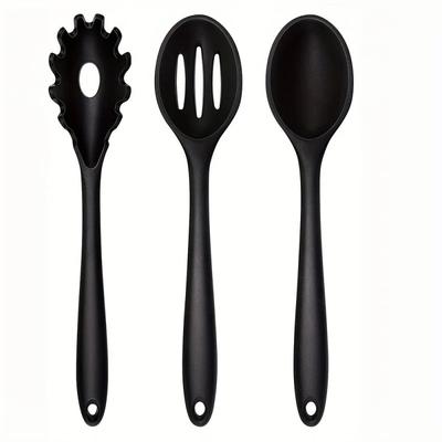 1/3-Piece Silicone Cooking Spoon Set - Heat-Resistant, Large Slotted & Solid Spoons for Non-Stick Cookware, Mixing & Filling