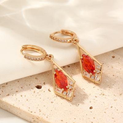 1 Pair Fashion Geometric Diamonds Dangle Earrings for Women Cubic Zirconia Jewelry Daily Wedding Party Accessories
