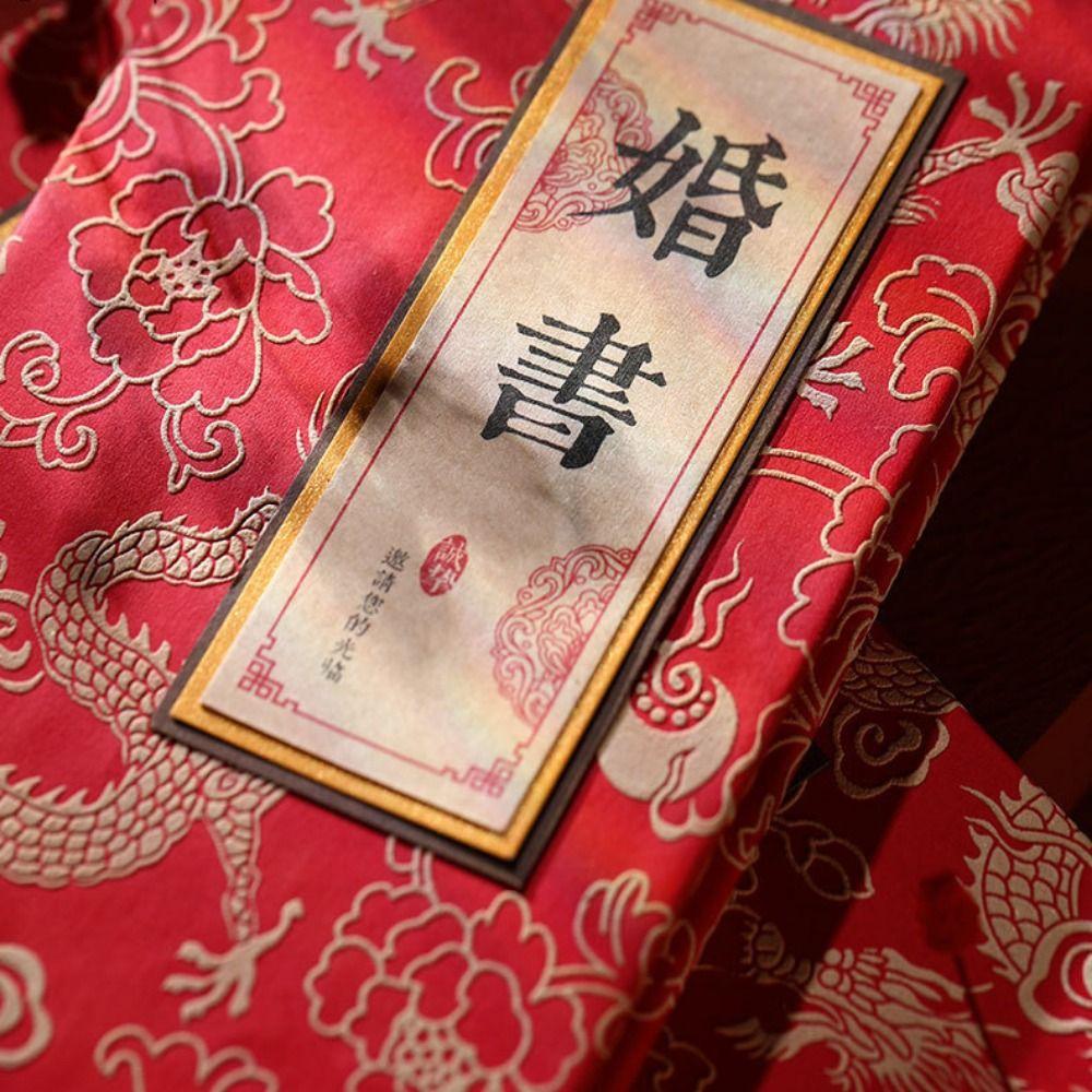 Chinese Style Wedding Book Foldable Traditional Marriage Letter Handwritten Retro Engagement Book Chinese Wedding