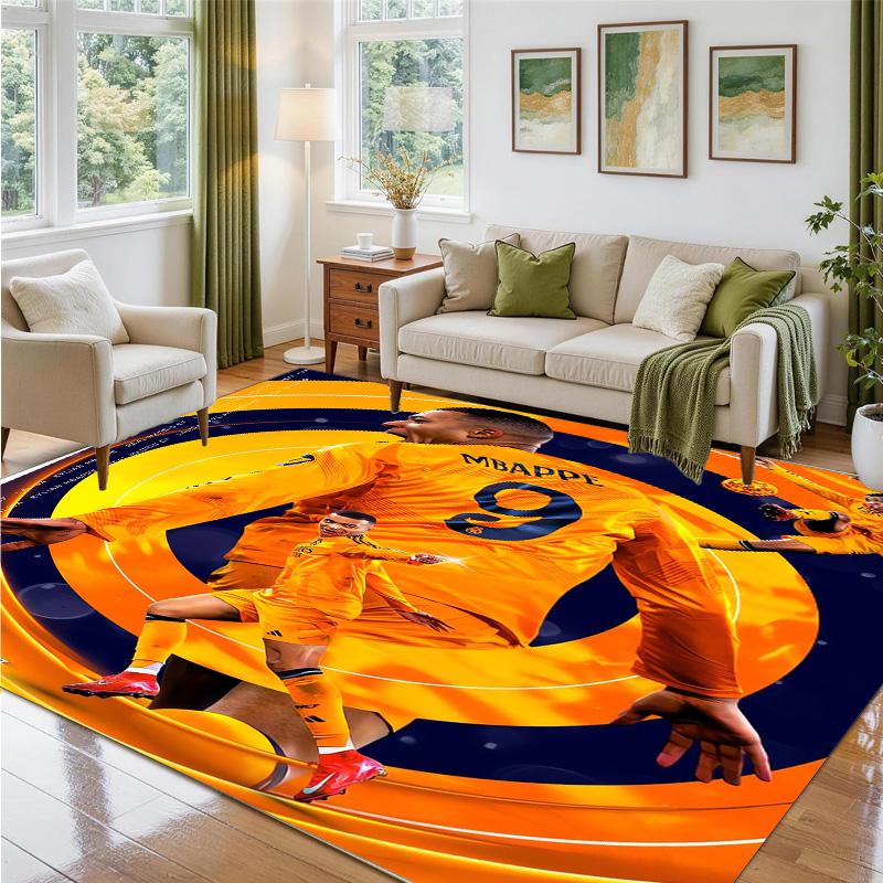 Kylian Mbappe Design Crystal Velvet Rug Soft Decorative Mat for Bedroom Entrance