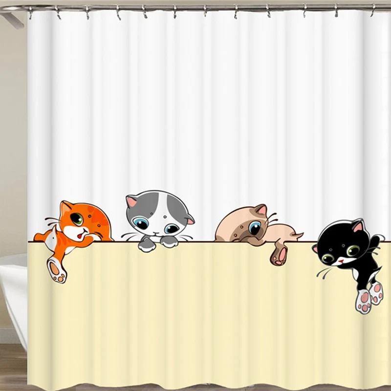 

Vikama Funny Shower Curtains Bathroom Curtain With Hooks Decor Waterproof Cute Cat Dinosaur 3D Cortinas De Ducha W60H190(CM)-1 Pcs
