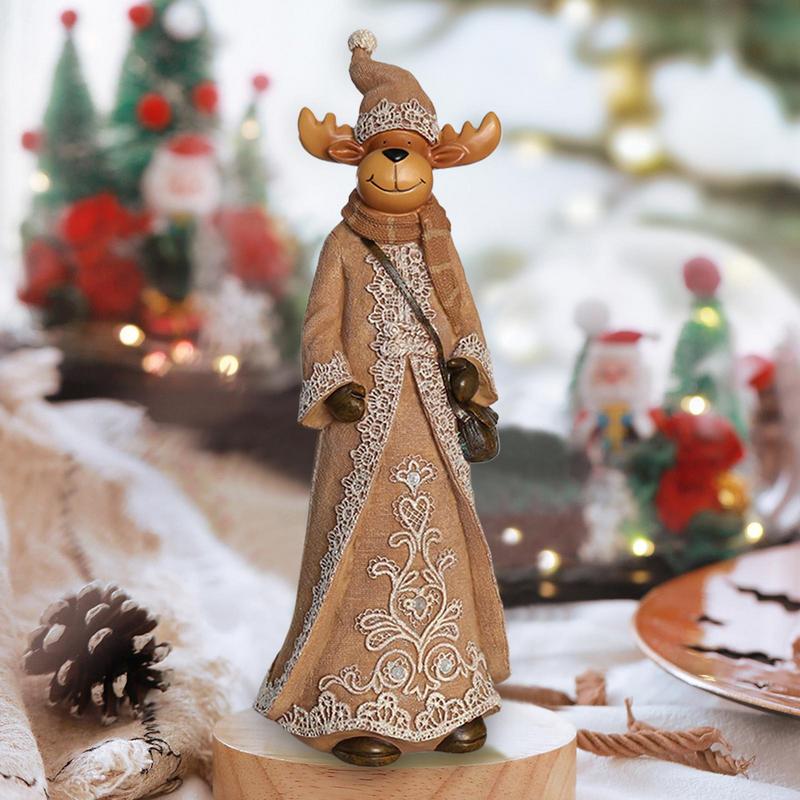 Christmas Statue Resin Christmas Statue Table Ornaments 32cm Classic Handmade Imitation Linen Sculpture Realistic Santa Claus