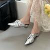 Fashion Fashion Pointed Toe Female 5CM Heels Women Slippers Slides Mules Shoes New In Summer Spring Ladies Heeled Slippers Sandals Shoes